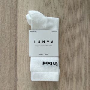 Brand New Lunya “Good in Bed” Pair of White Socks
